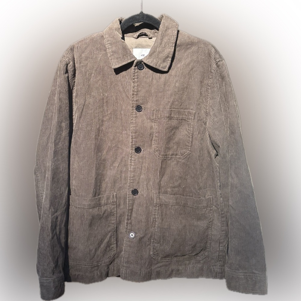 H&M Large Men’s Olive/grey/brown Corduroy Chore Work Shacket Jacket (Like New)